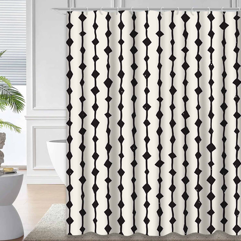 Rideau de douche blanc sans couture à 12 crochets, L 72 po x l 78 po