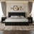 Color: Gray Bed+ Gray Nightstands 4-Drawer PU Storage 3-Piece Bedroom Set-1880304826-1912064860