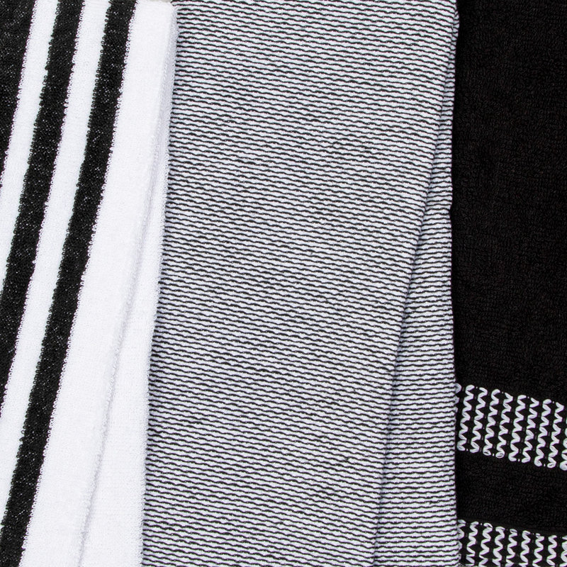 Cotton Stripe Jacquard Tea Towel Kitchen Towel, Black