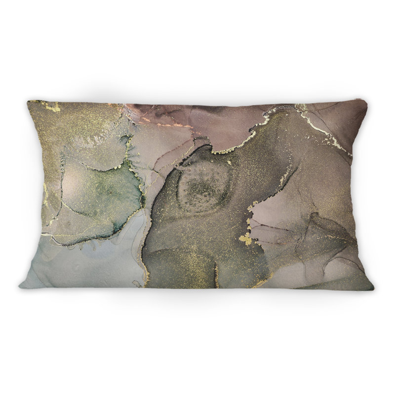 Gris et vert liquide Art I - Coussin décoratif imprimé moderne 1