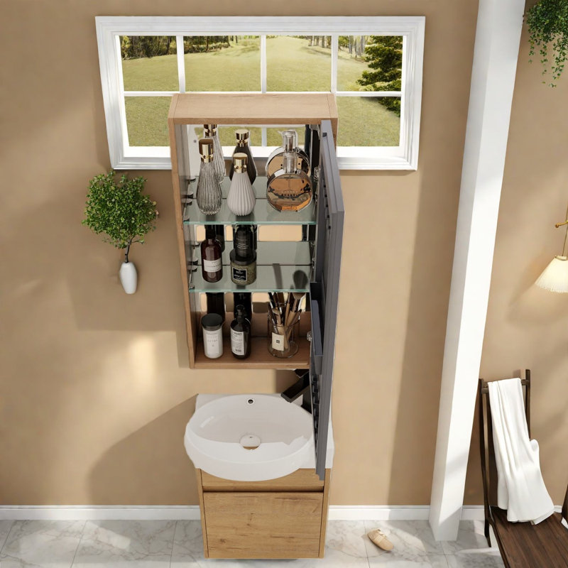 Armoires à pharmacie peu encombrantes avec rangement, salle de bain moderne en bois de 14 pouces