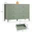 Commode cannelée pour chambre à coucher, commode en bois à 6 tiroirs de 47,2 pouces de largeur, commode moderne, rangement pour le hall d'entrée du salon, vert