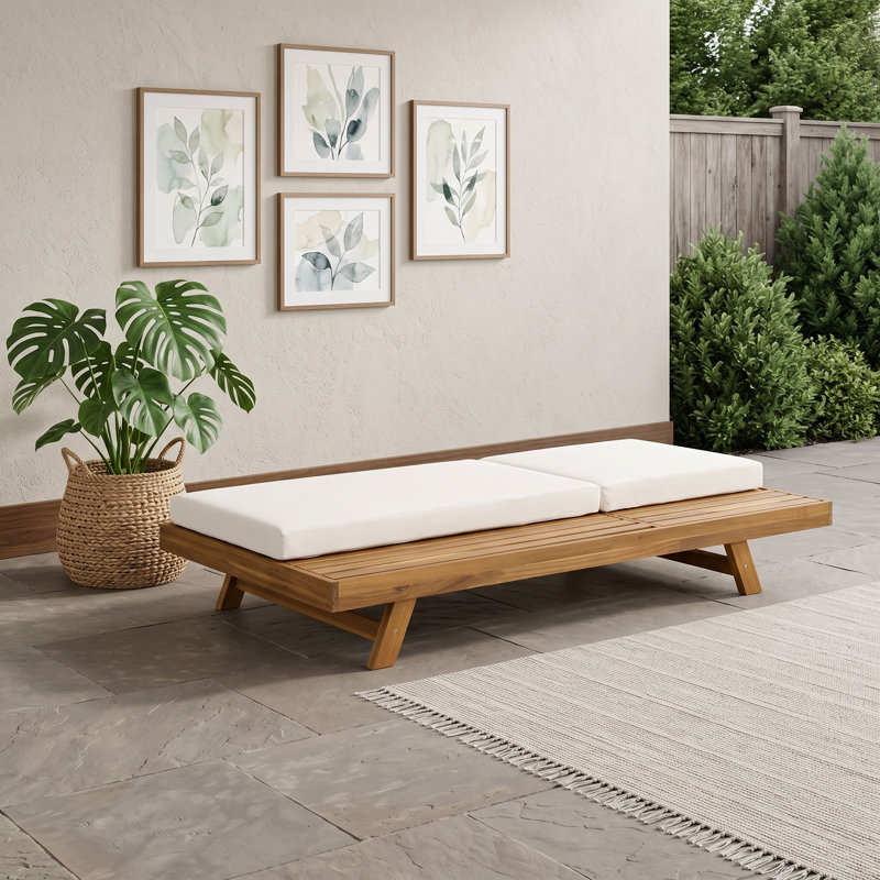 Méridiennes de patio avec coussins, Cream Teak