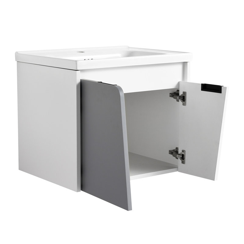 Meuble-lavabo mural 24 po avec lavabo Sandip, pour petite salle de bain