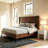 Queen Size Mid-Century Modern Bamboo Platform Bed Frame with Rounded Corner Headboard, Solid Wood Slat Support, No Box Spring Needed, Brown.-1961840425-1961840424