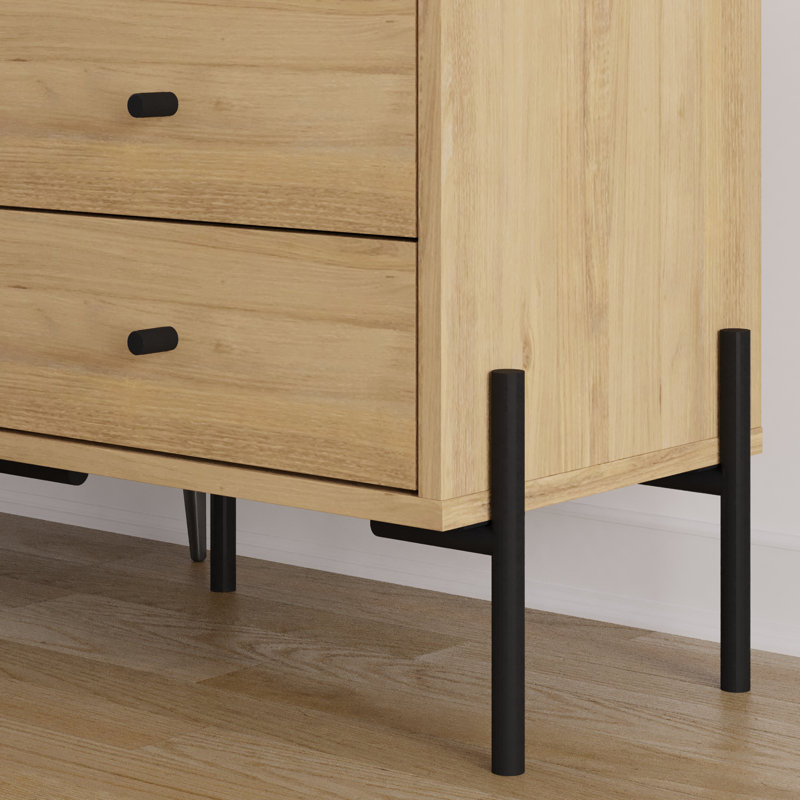 Bukuroshe 48.6cm W Particle Board / Chipboard Bedside Table, Saphire Oak
