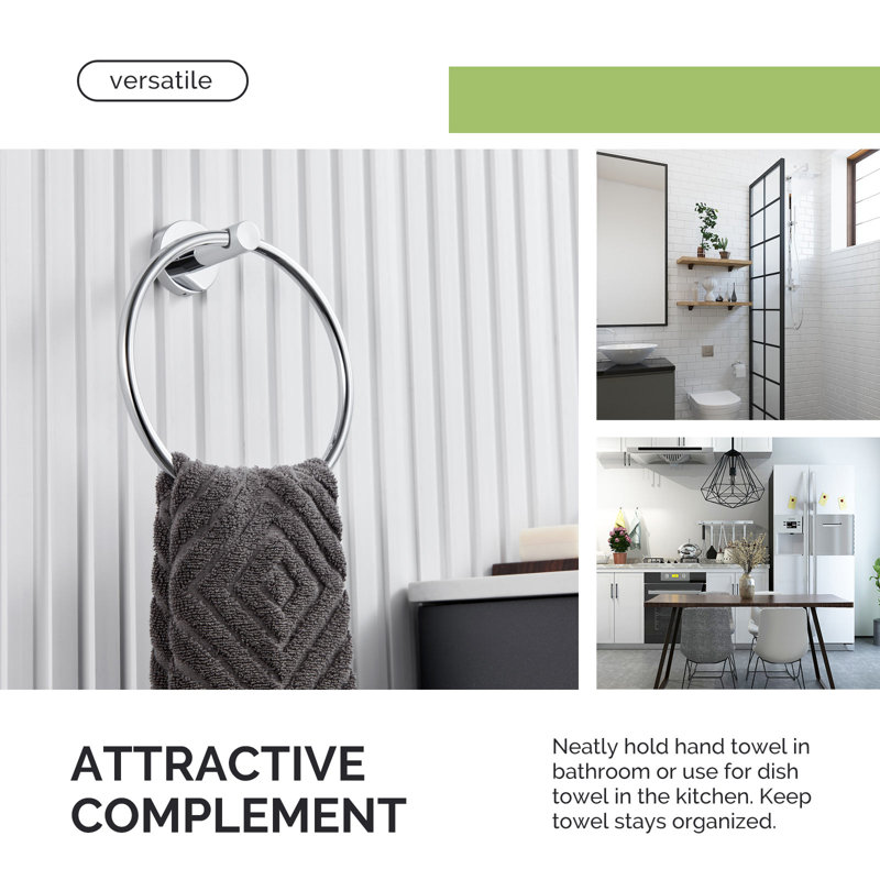 Modern Chrome Wall Mounted Towel Ring with Starlight Finish