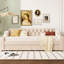 Lit de jour simple rembourré beige avec rangement pour accoudoirs et connexion-814300499