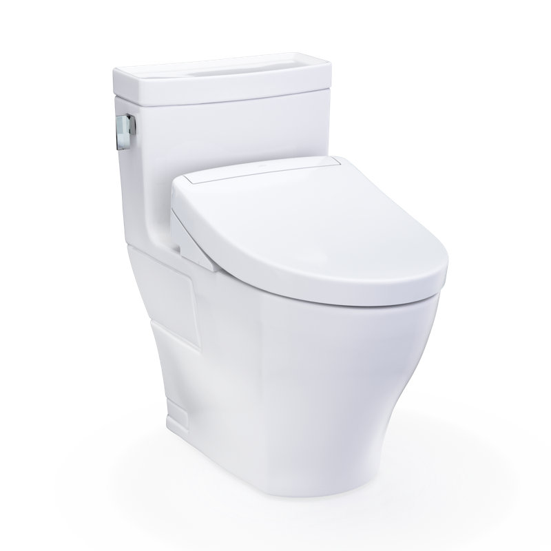 TOTO® WASHLET+® Legato One-Piece Elongated 1.28 GPF Toilet and WASHLET S5 Bidet Seat, Cotton White - MW6243446CEFG#01