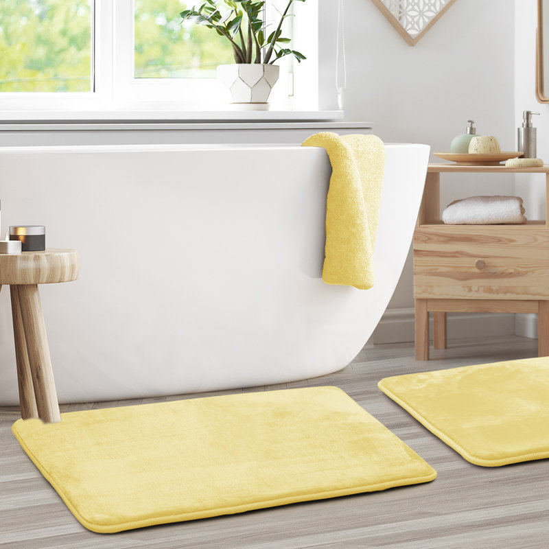 Steph Luxury Memory Foam Bathroom Rug Set, Grand: l 20 po x L 34 po, Crème anglaise