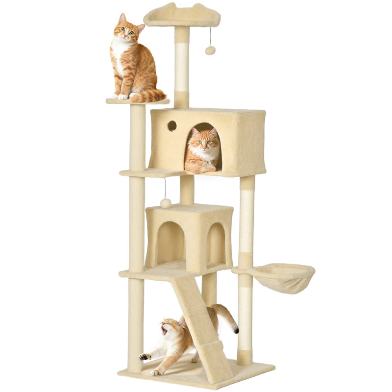 Cat Tree, Beige, 180cm H x 56cm W x 56cm D