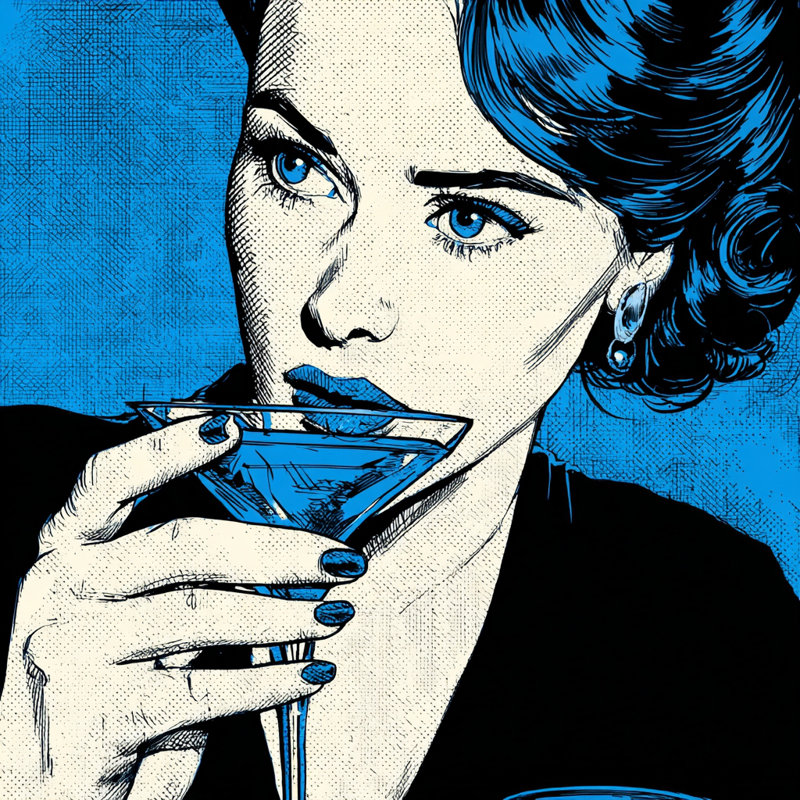 «Blue Martini», art mural sur toile tendue, H 20 po x l 20 po x P 1,5 po