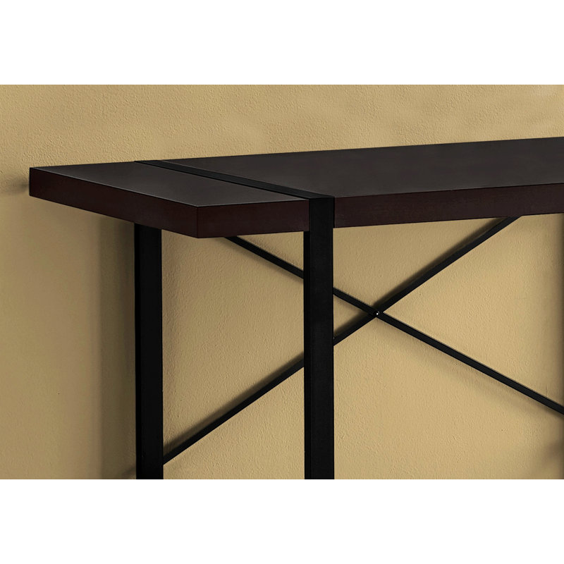 Bureau d'ordinateur moderne, bureau à domicile avec pieds en métal, Espresso