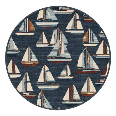 Washable Yachts Nautical Area Rug