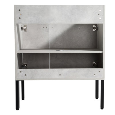 Meuble-lavabo de 30 po, contreplaqué gris ciment, armoire fonctionnelle moderne à double fixation 30 po, option