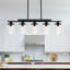 Lustre rectangulaire pour îlot de cuisine à 5 lumières à intensité variable Neyba