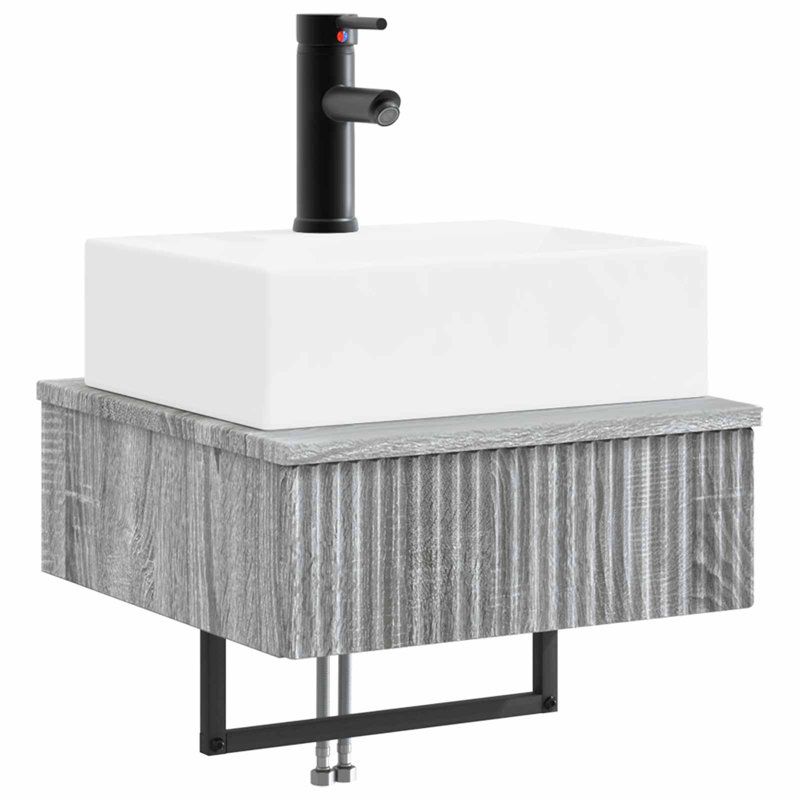 Single Bathroom Vanity with Ceramic Basin, Grey Sonoma