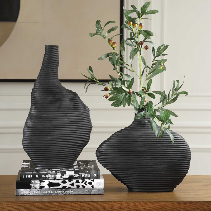 Ensemble de 2 vases noirs superposés Uttermost