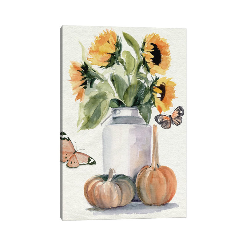 Autumn Sunflowers II by Jennifer Paxton Parker - Wrapped Canvas Painting, 30.48 cm H x 45.72 cm W