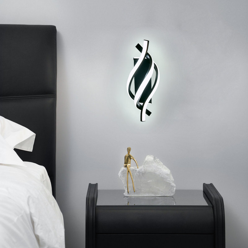 Shulin 3-Light Spiral-shaped Flush Mount Wall Sconce, Black, 6500K
