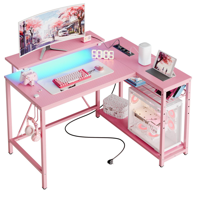 Lippencott L-Shaped Computer Desk, Pink