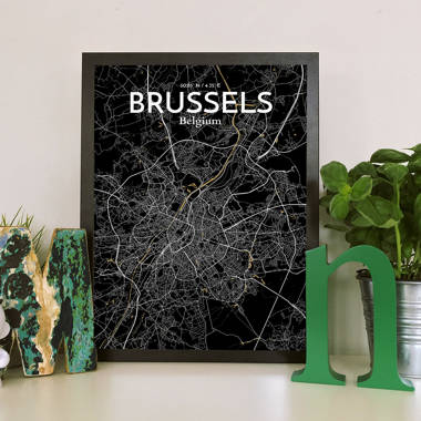 Brussels City Map On Paper Print