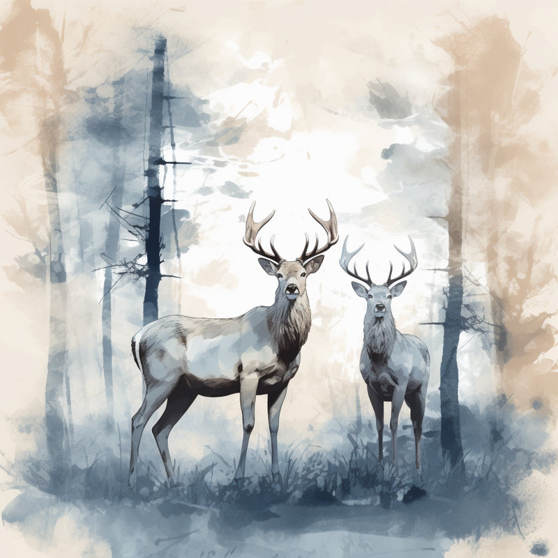 Rideaux de fenêtre cerfs, drapeaux bleus, L 40 po x L 61 po
