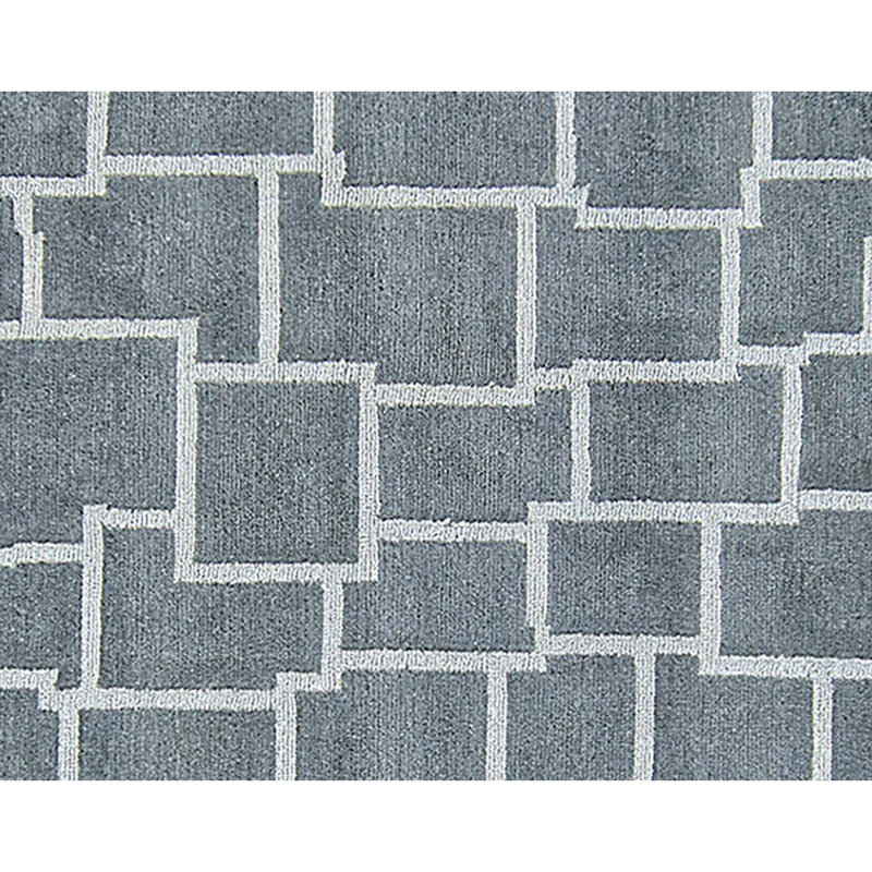 Hand Knotted Abstract Area Rug in Blue/Gray, Rectangle 8' x 10'