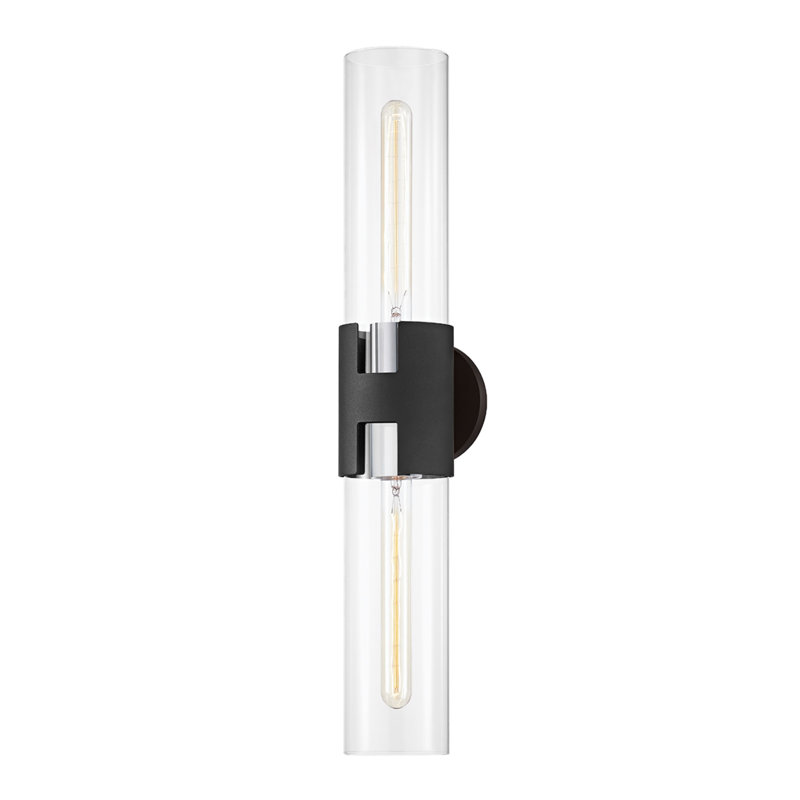 Amado 2 Light Wall Sconce, Polished Nickel/Textured Black