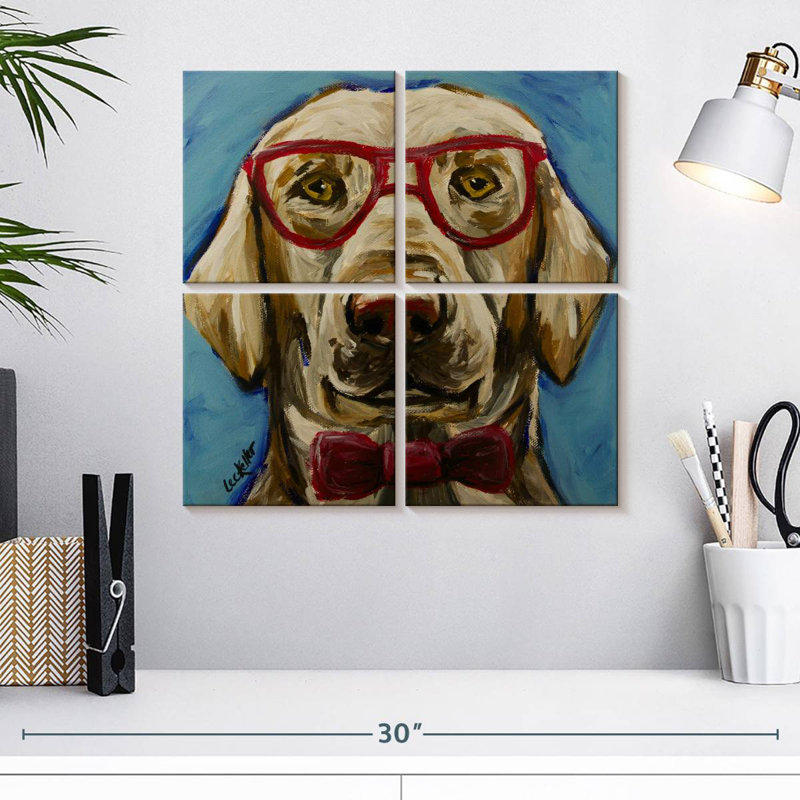 Brampt - laboratoire jaune avec lunettes, H 18 po x l 18 po