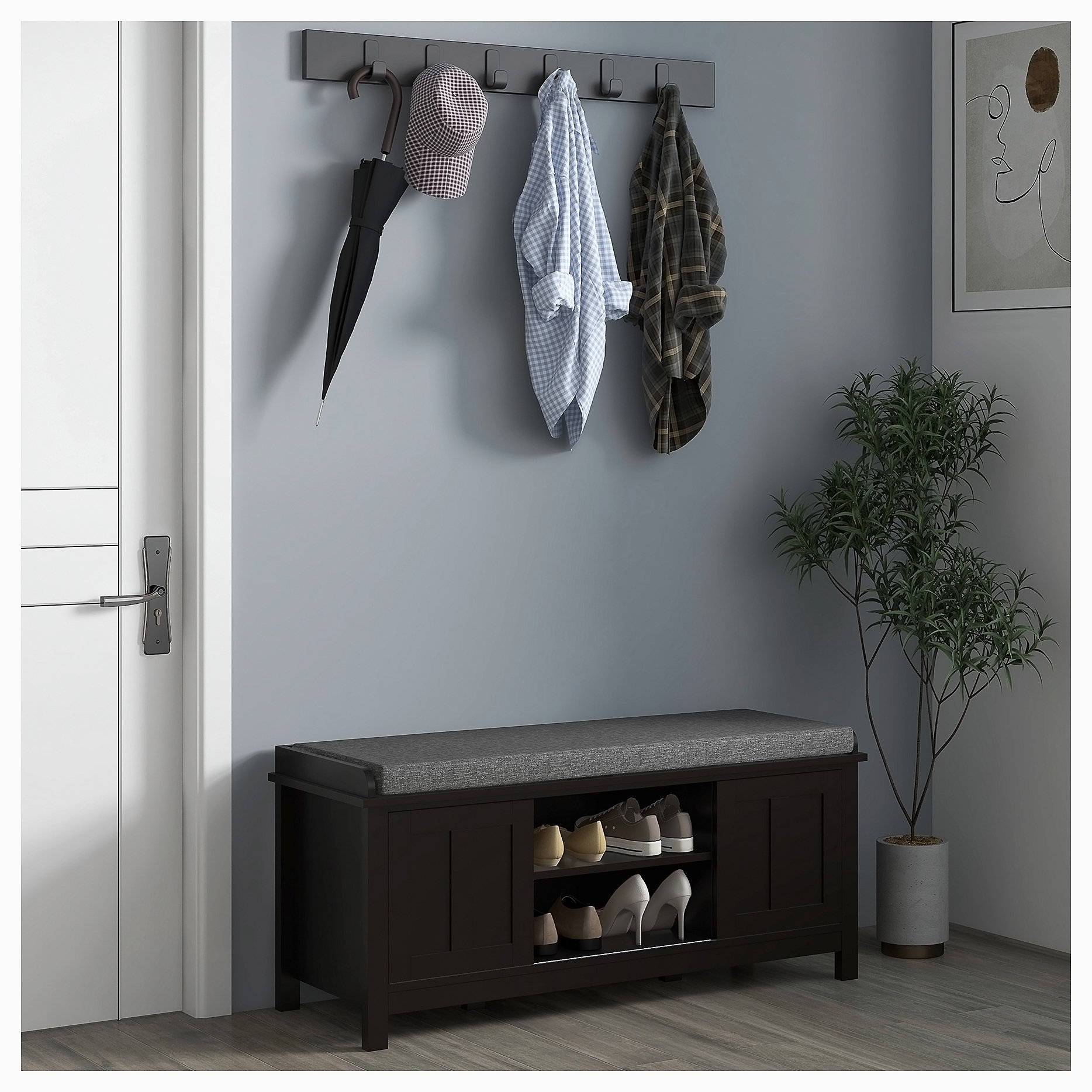 Lark Manor Entryway Shoe Bench Storage Ottoman with Sliding Doors