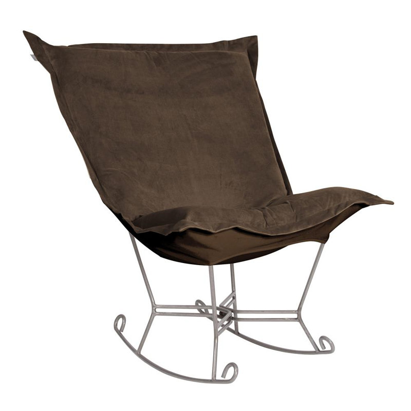 Azaria Metal Rocking Chair, Titanium, Bella Chocolate Performance Velvet