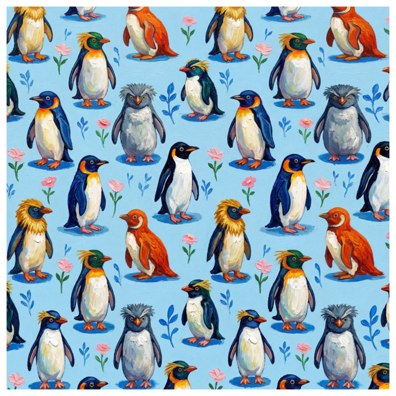 Édredon coloré Illustration de pingouin, Queen