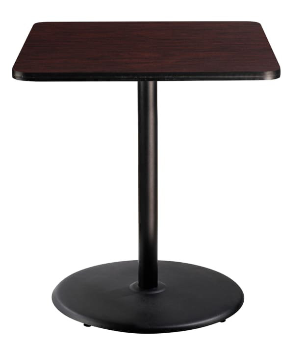 Table carrée pour salle de pause, H 42 po x L 36 po x l 36 po, Noir, Acajou