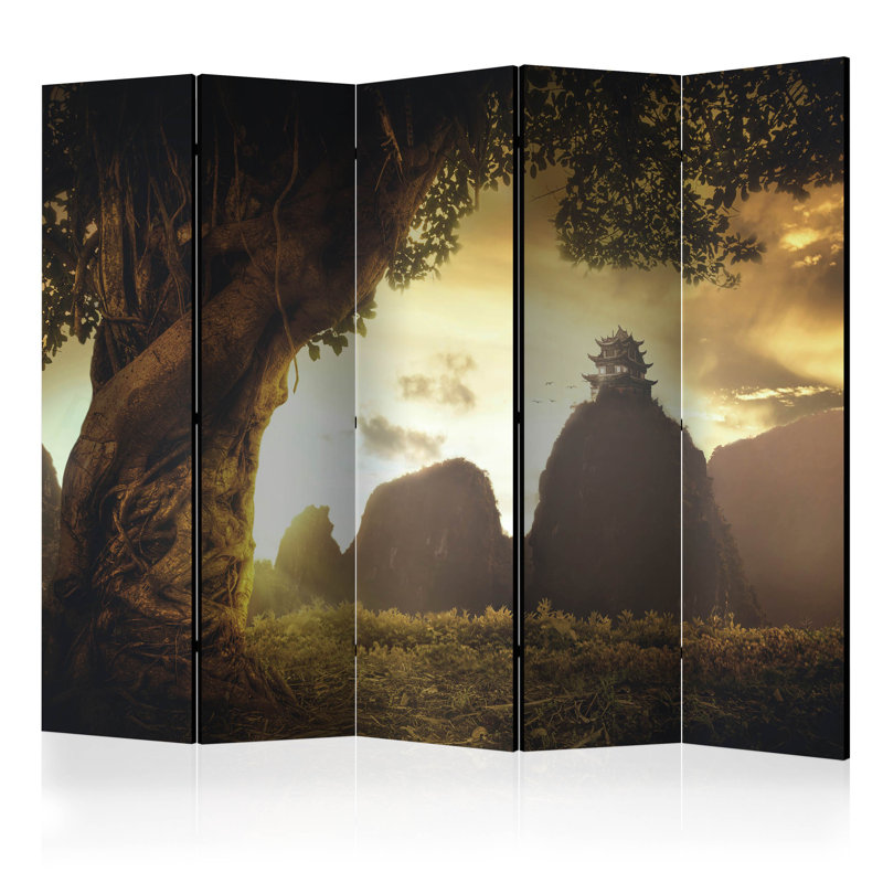 Gatewood 225cm W x 172cm H 5 - Panel Solid Wood Folding Room Divider