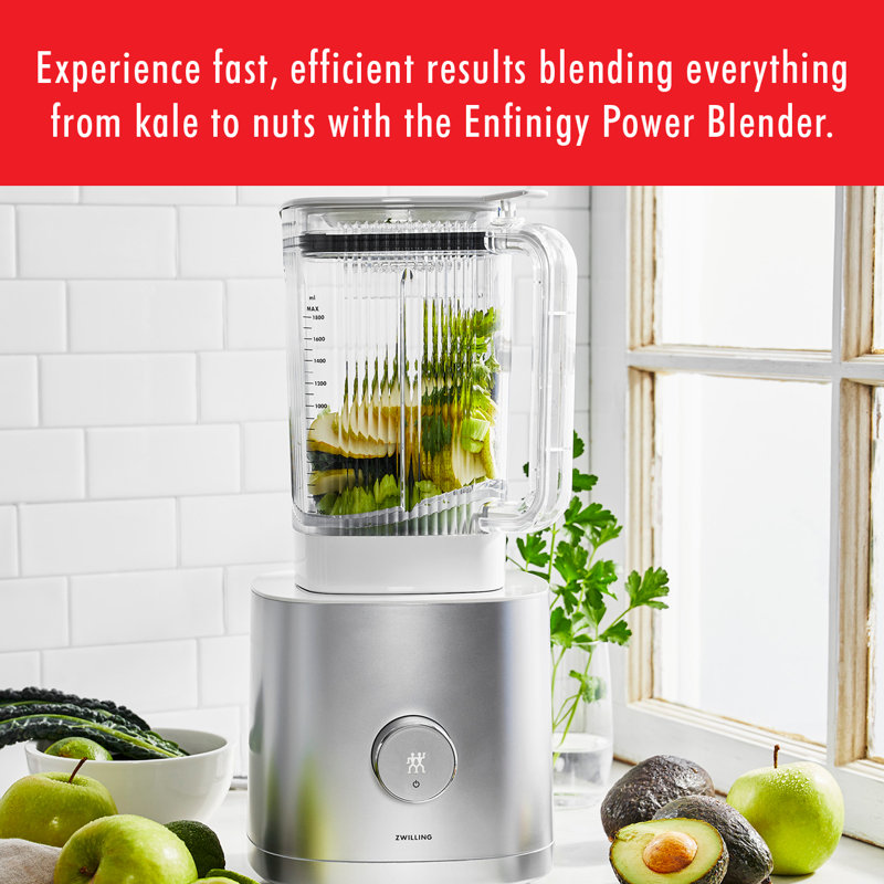 ZWILLING Enfinigy 64-oz. Countertop Power Blender, Smoothie Blender, Crush Ice, Frozen Desserts, Silver and Black, Silver