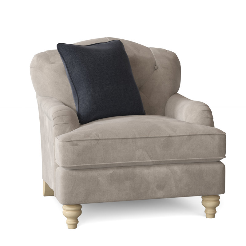 Fauteuil large capitonné 38 po Sullivan, Velours performance beige 10 tweets, Manhattan, Non