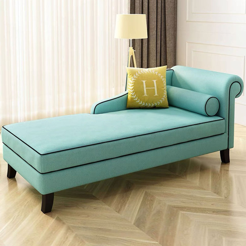 Chaise longue rembourrée Salum, Accoudoir à droite (vu de face), Cyan