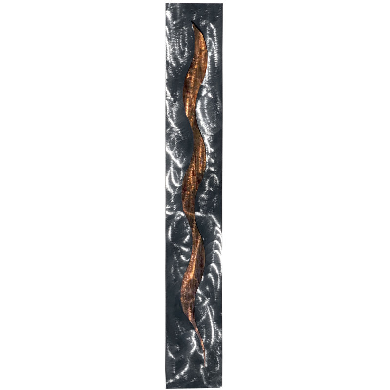 Handmade Modern Abstract Wall Decor on Metal, Distressed Copper