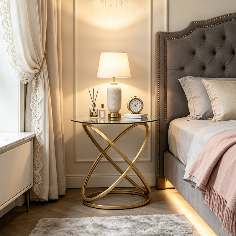 Rochdale Side Table, Clear/Gold