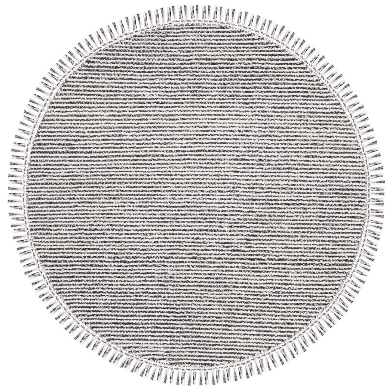 Tapis en laine / coton gris Breilynn, Rond 6 pi