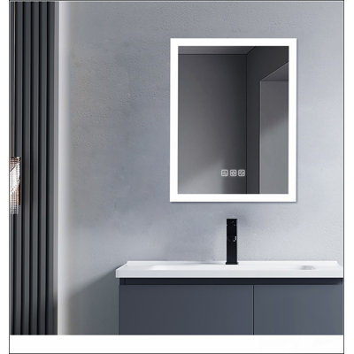 Bright LED Bathroom Mirror with Defog, Full HD Reflection, 3 Colours Dimmable, and Wall Mounted Design for Modern Bathrooms