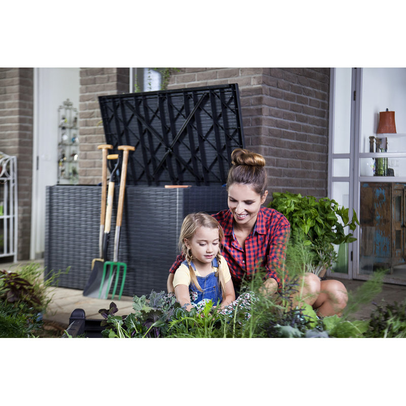 Keter Java 230 Gallon XXL Durable Resin Outdoor Storage Deck Box For Furniture and Supplies, Black