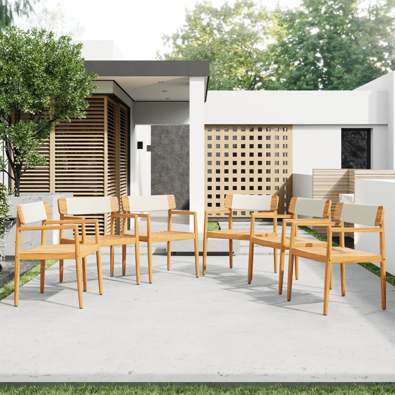 Ensemble de meubles de patio 4 pièces, Teck / Blanc