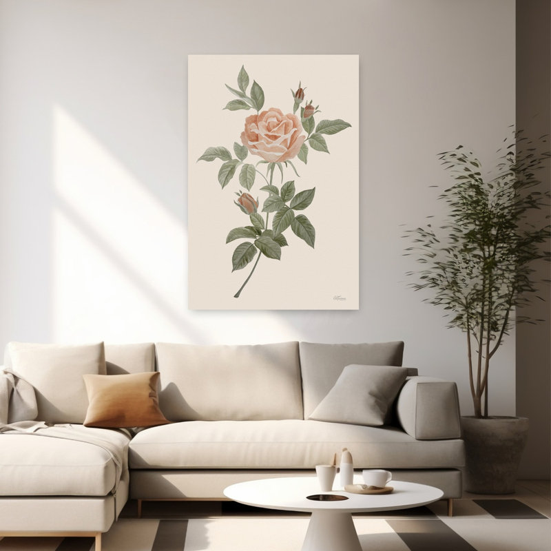 Art antique, rose antique classique rétro, H 60 po x l 40 po