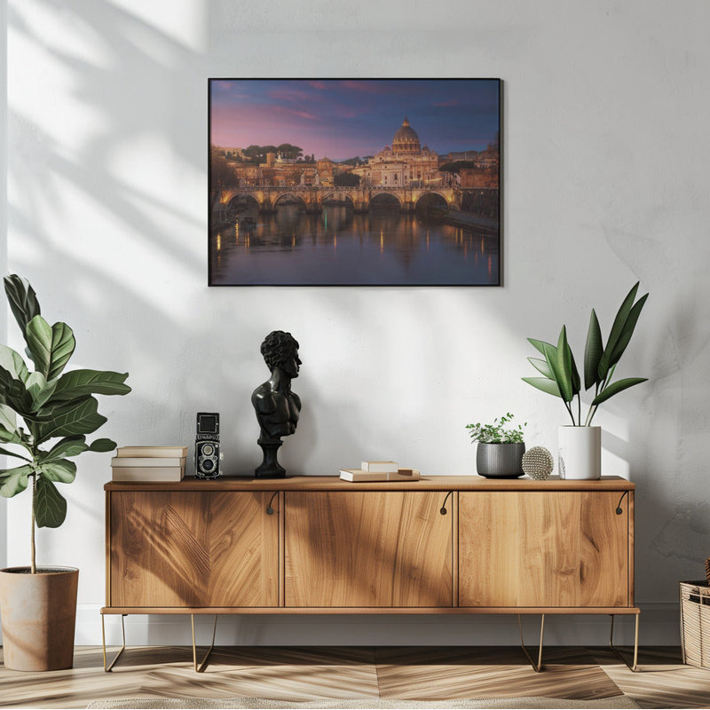 Art mural-Roma 1. Cadre flottant, Toile tendue, H 36 po x l 46,5 po x P 1,5 po