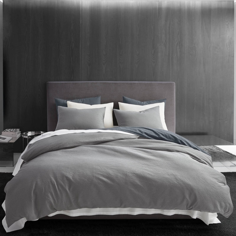 Ensemble de housse de couette en coton piqué Vera Wang, Housse de couette très grand et 2 très grandes t, Gris