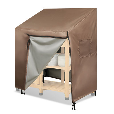 Housse de banc de rempotage imperméable pour l'extérieur avec rabat avant, résistant aux rayons UV et aux intempéries, Oxford 420D robuste, brun