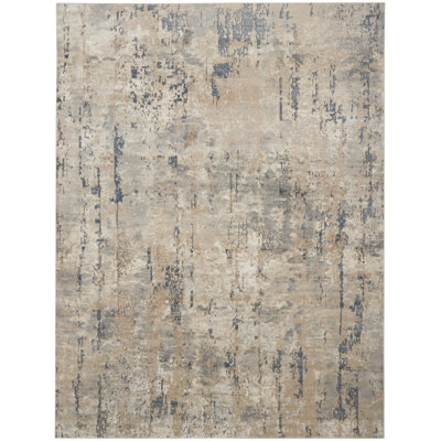 8' X 10' Beige Abstract Power Loom Area Rug