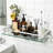 Brushed Nickel Glass Shelf With Stainless Steel Railing - 16 Inch-2101452308